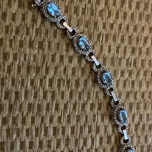 Elegant Silver and Blue topaz bracelet sterling silver